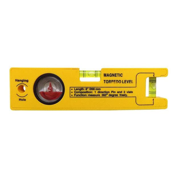 8 inch Magnetic Torpedo Level with 1 Direction Pin, 2 Vials …