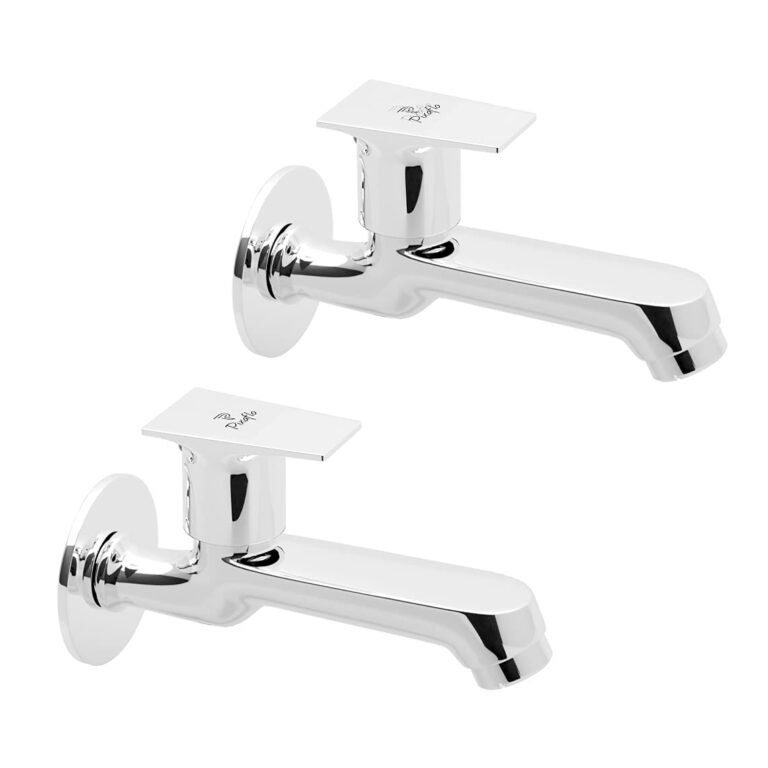 Pixaflo Brass Long Body Bib Cock Tap with Wall Flange | Chro…