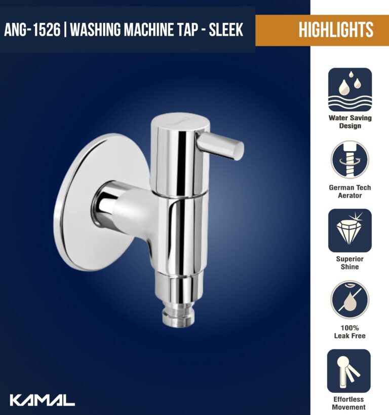 Kamal Washing Machine BIB Tap Sleek with Wall Flange & Nozzl…