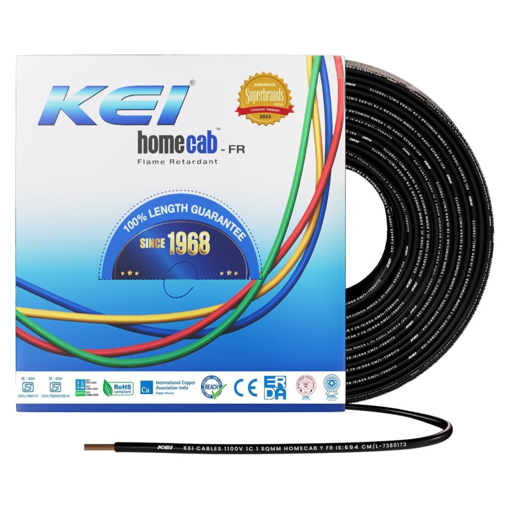 KEI WIRES & CABLES Homecab 1 sqmm 1 Core Copper Flame Retard…