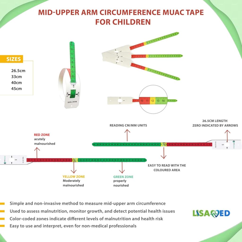 LISAMED Mid-Upper Arm Circumference MUAC Tape for Children (…