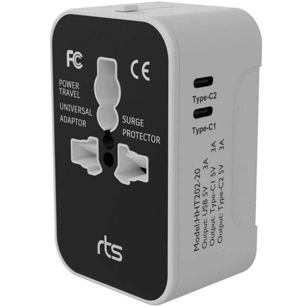 rts 2 Type C + 1 USB Plug Universal Travel Adapter, Internat…