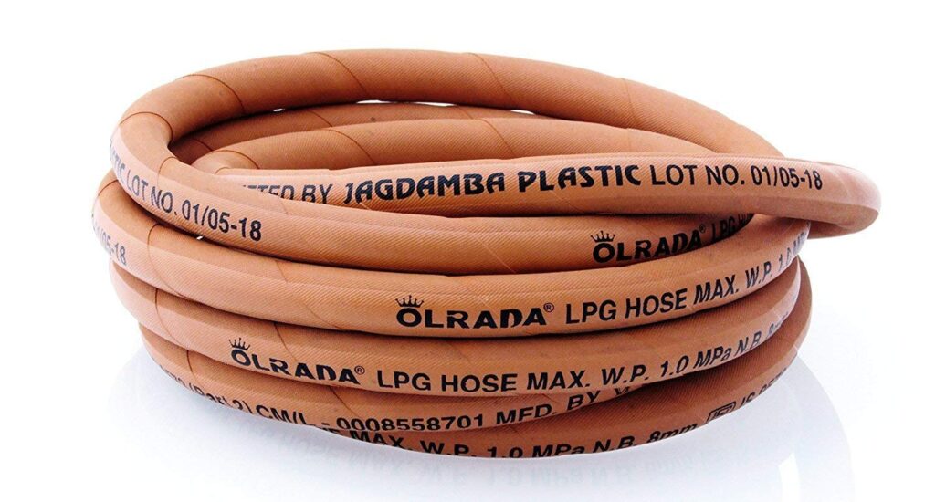 Olrada LPG Rubber Hose Pipe, Orange LPG Hose Pipe (2 Mtr)