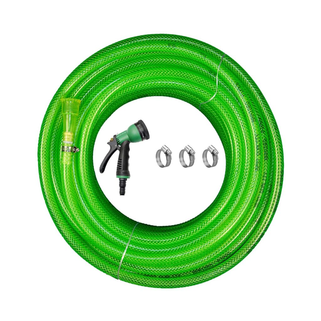 ALANPLAST Heavy-Duty Green PVC Braided Hose Pipe Set (1/2 In…